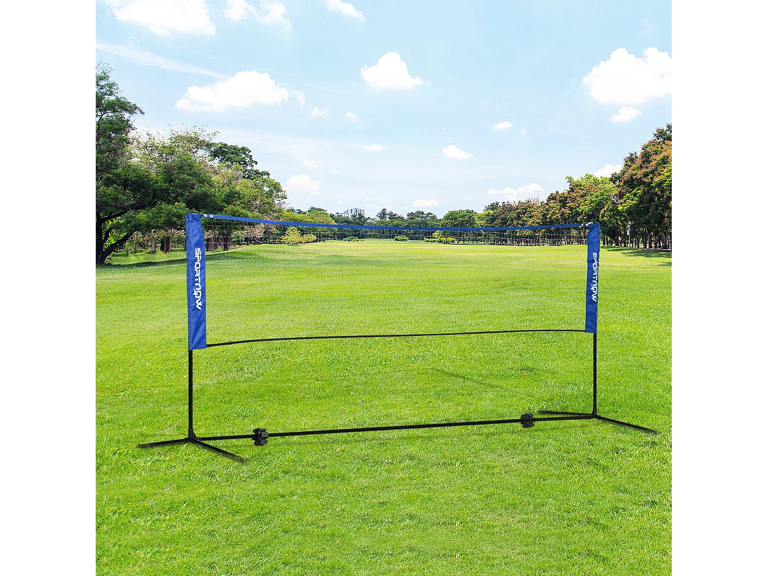 Filet de badminton réglable pliable, métal, bleu (310x103x107-155cm)