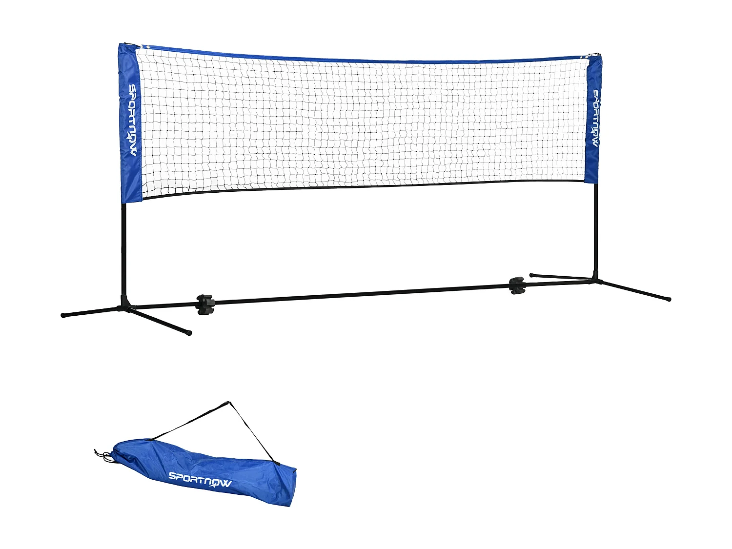 Filet de badminton réglable pliable, métal, bleu (310x103x107-155cm)