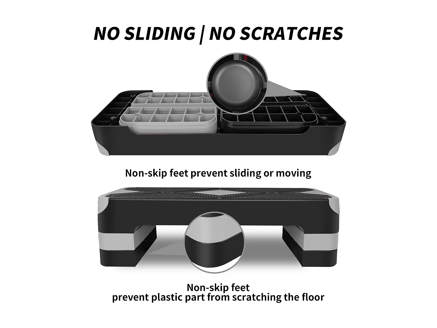 Step platforme d'exercice aérobique réglable en hauteur, polyéthylène, gris (68.5x28x10 cm)