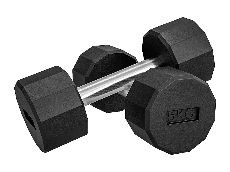 10 kg halterset, antislip metaal, rubber, zwart (25 x 9,5 x 9,5 cm)
