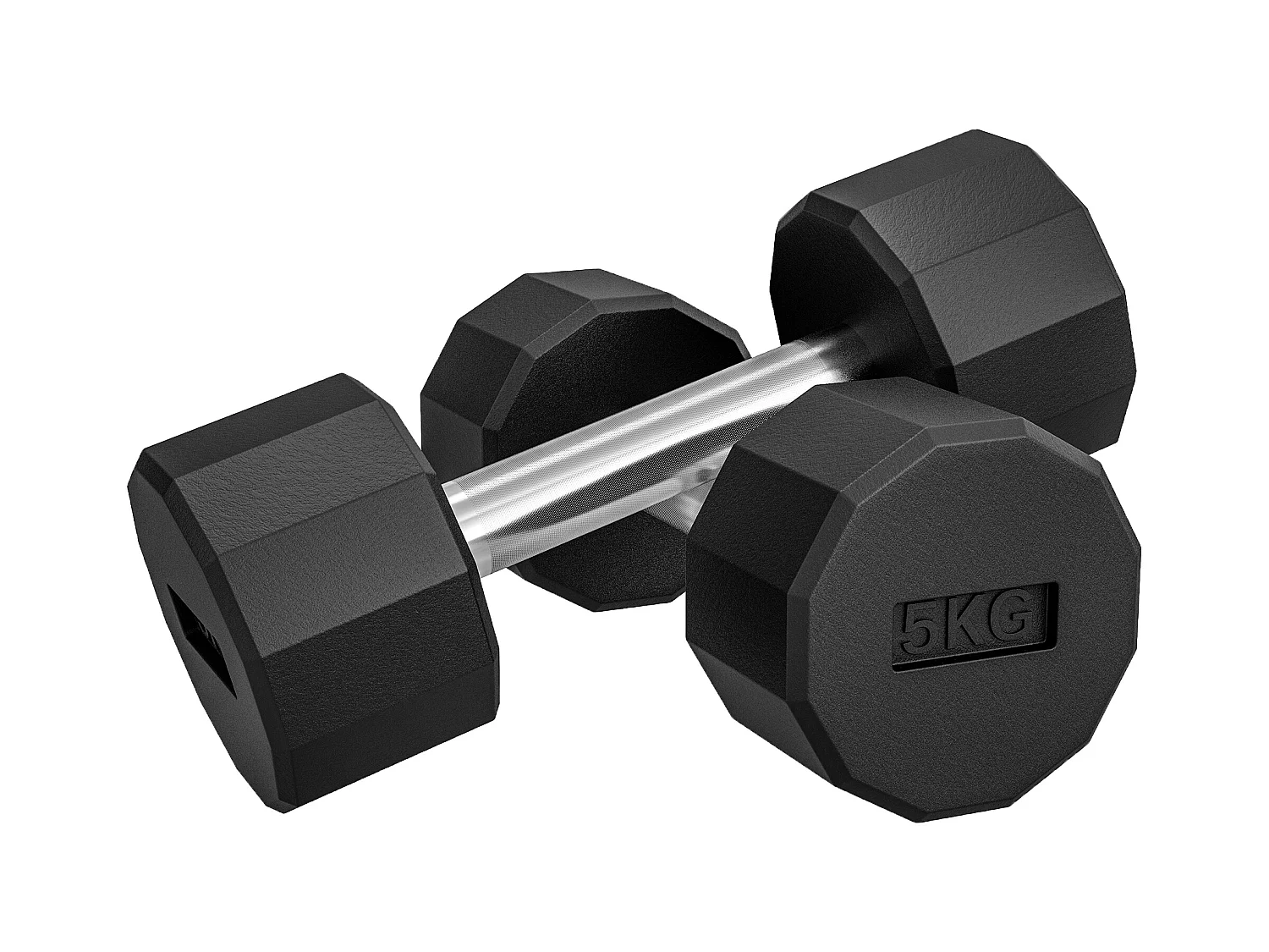 Set de haltères 10kg, métal antidérapant, caoutchouc, noir (25x9.5x9.5cm)