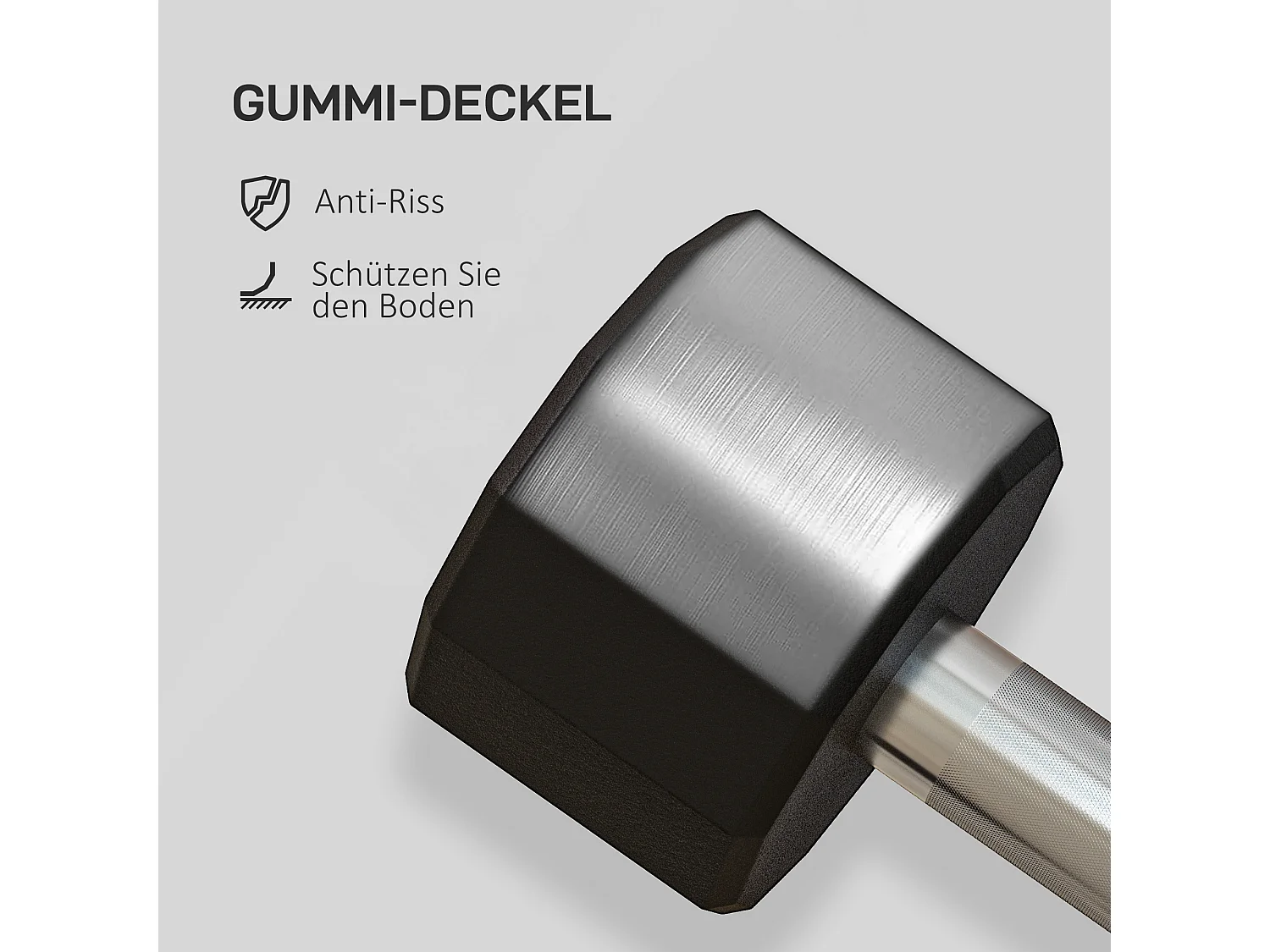 Set de haltères 10kg, métal antidérapant, caoutchouc, noir (25x9.5x9.5cm)