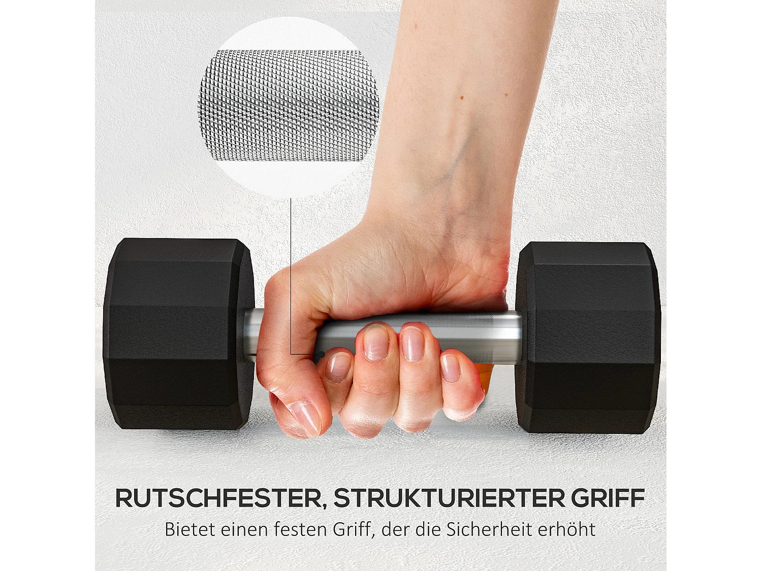 Set de haltères 10kg, métal antidérapant, caoutchouc, noir (25x9.5x9.5cm)