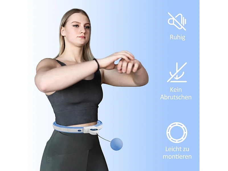 Hula-hoop intelligent réglable avec poids et compteur, plastique, bleu clair, 16 segments (76x113cm)