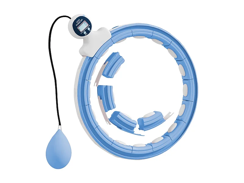 Hula-hoop intelligent réglable avec poids et compteur, plastique, bleu clair, 16 segments (76x113cm)