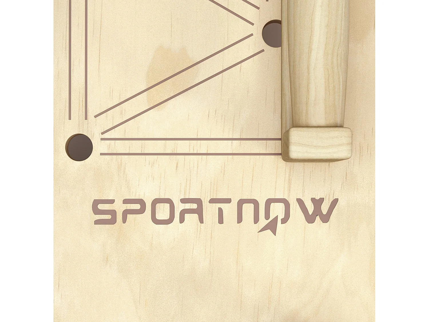 Barre per flessioni in legno naturale, 8 paia di fori, elastici, 11 esercizi (80x30x26 cm)