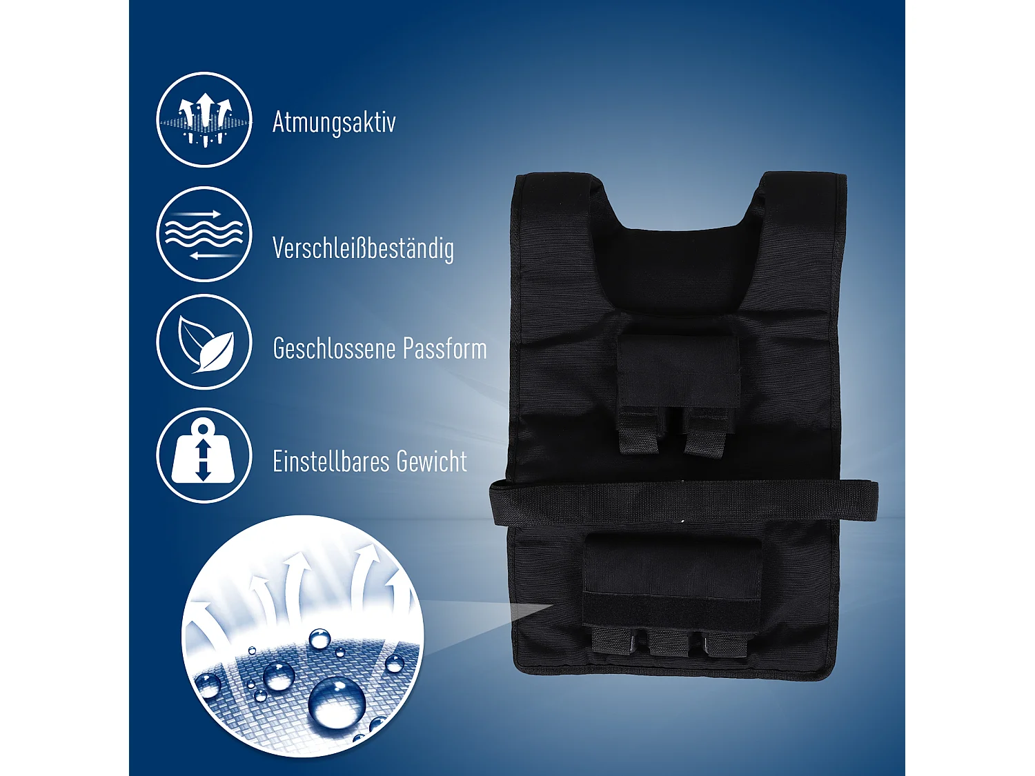 Verstelbaar gewichtsvest 30 kg, Oxford-stof en ijzer, zwart (36x52x5 cm)