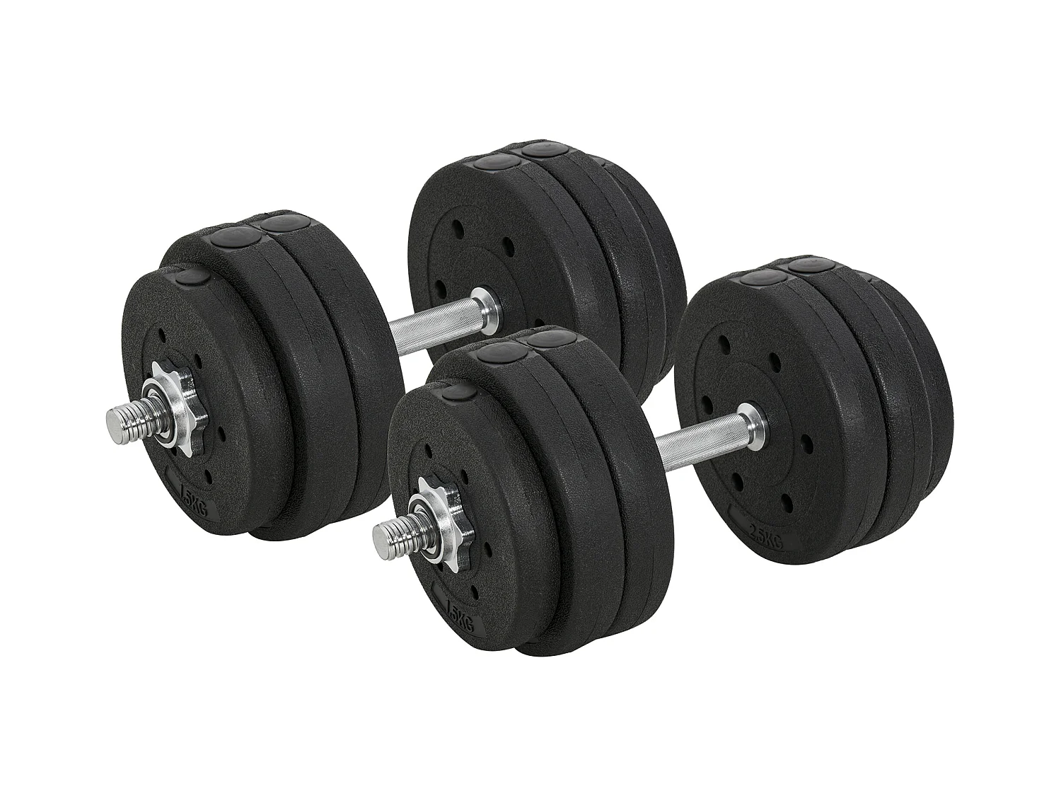 Set d’haltères 30kg, acier et PU, noir, complet pour musculation (43x18x7.5cm)