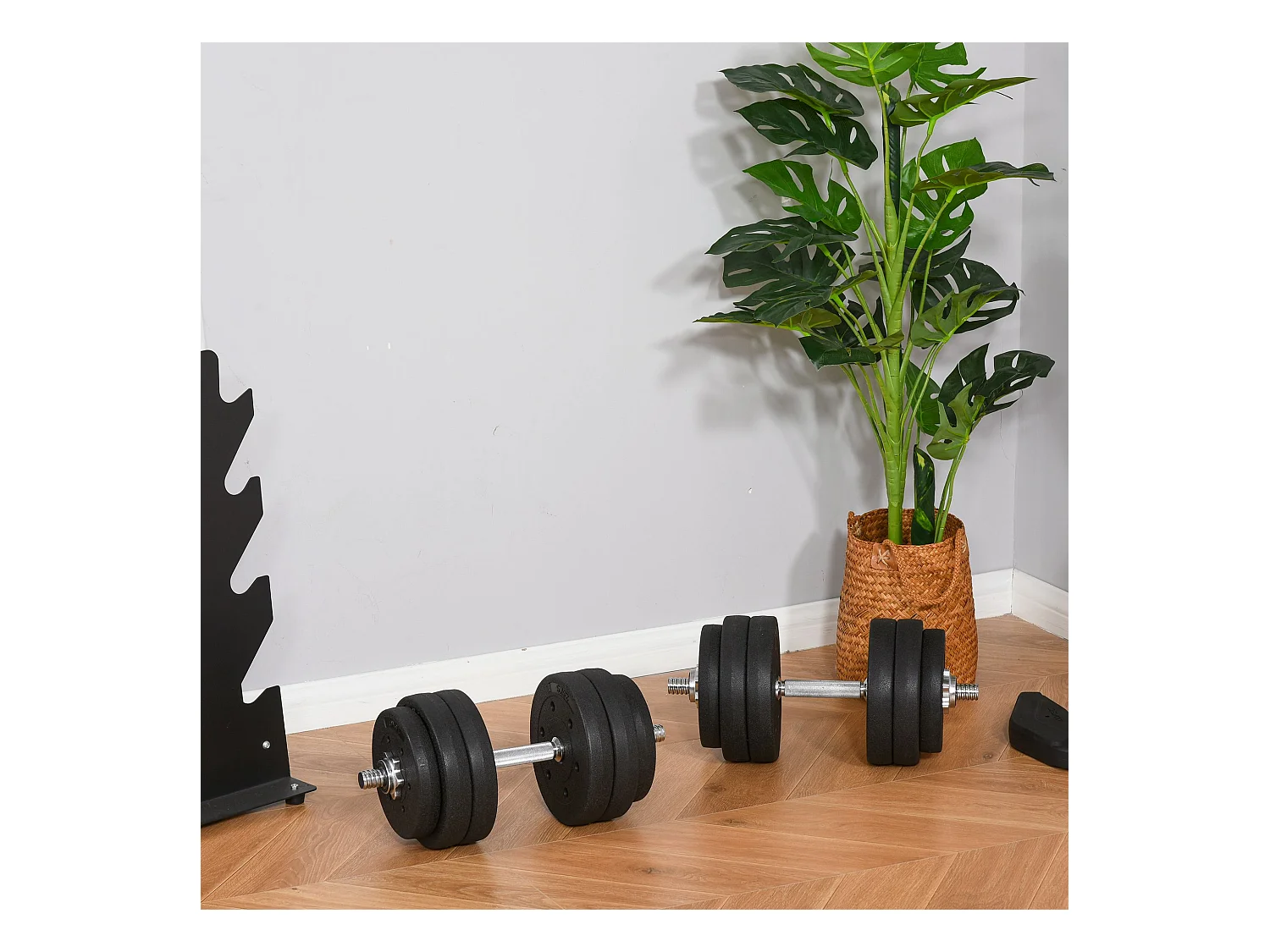 Set d’haltères 30kg, acier et PU, noir, complet pour musculation (43x18x7.5cm)
