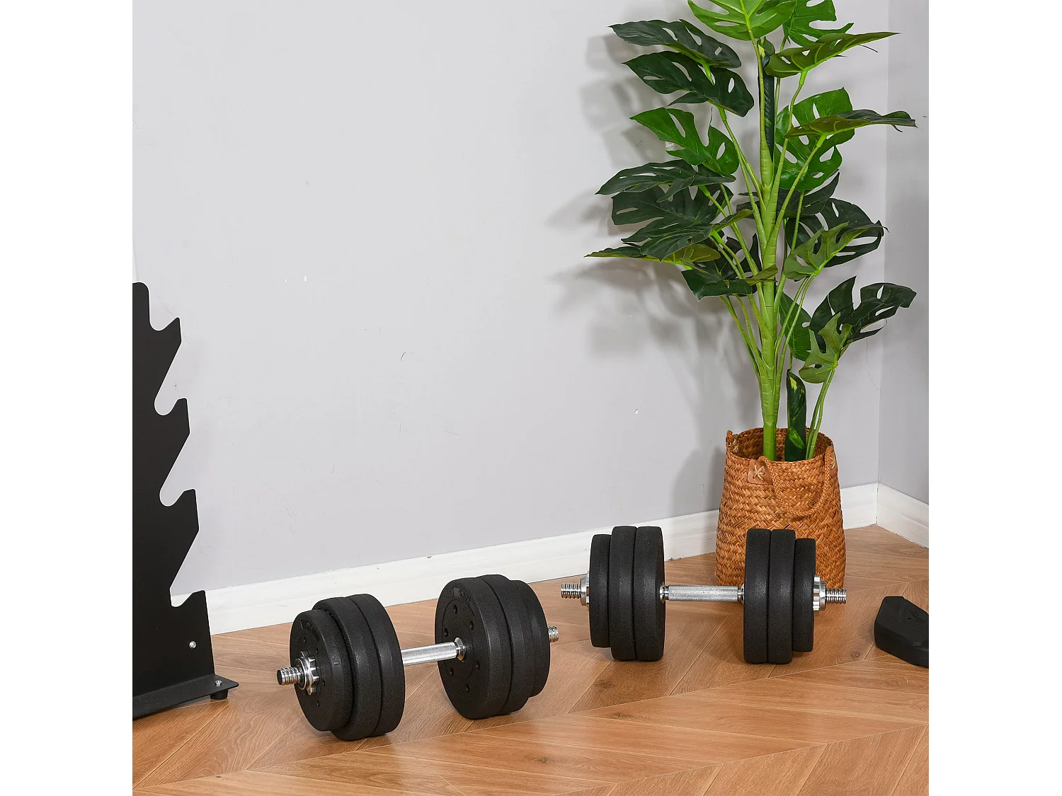 Set di manubri da 30 kg, in acciaio e PU, neri, completi per bodybuilding (43x18x7,5 cm)