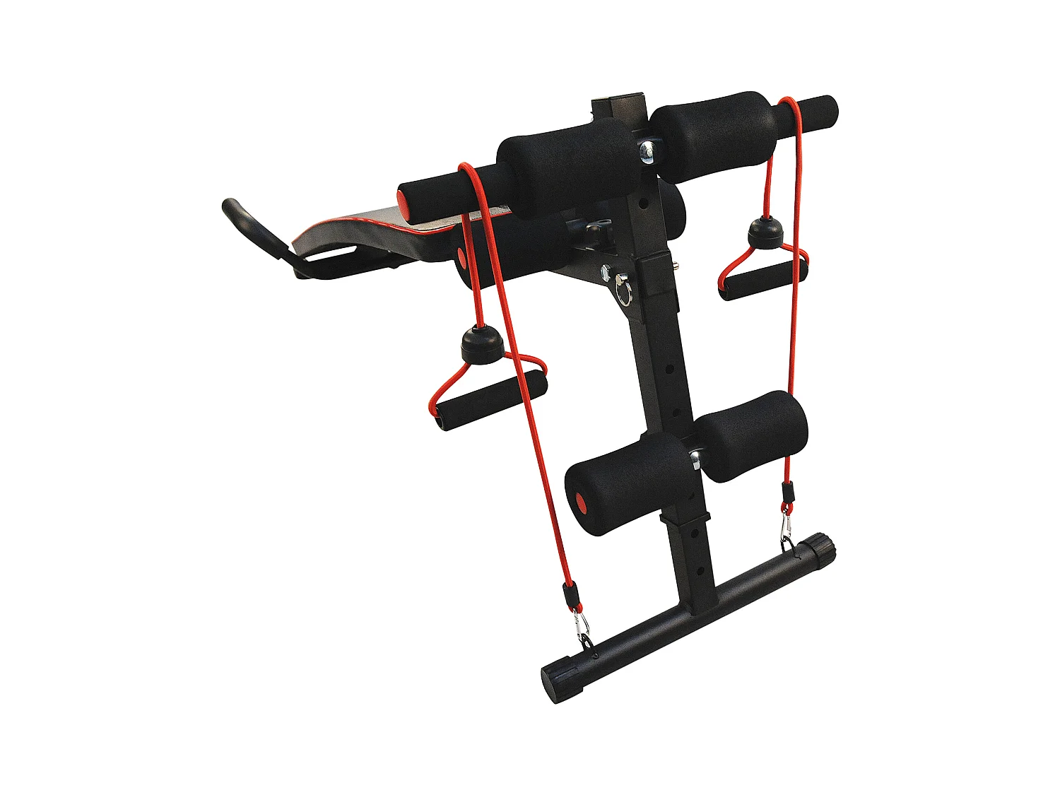 Banc d'entraînement abdominal réglable avec bandes de résistance, acier, noir (137.5x55.5x50-68cm)