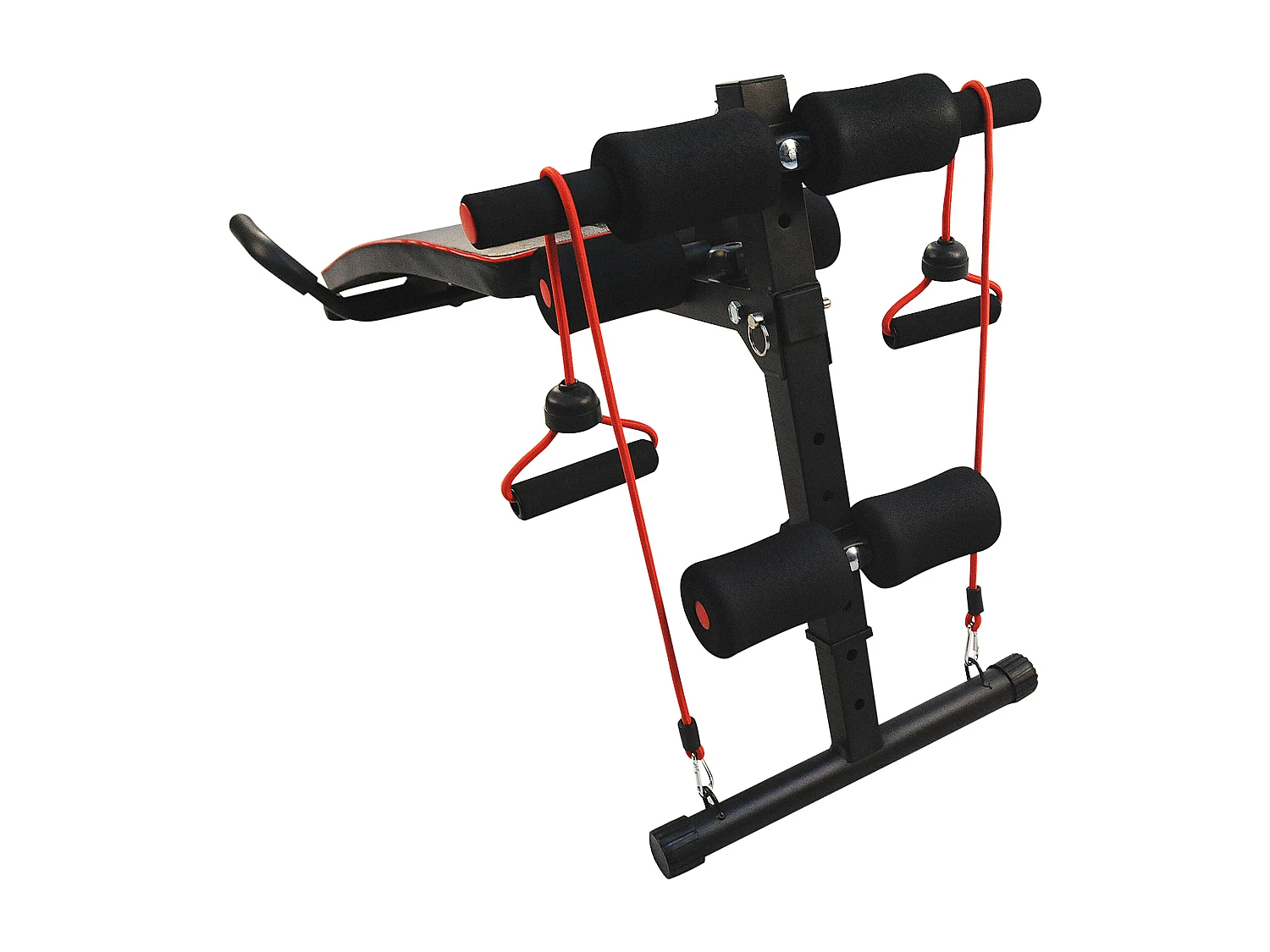 Banc d'entraînement abdominal réglable avec bandes de résistance, acier, noir (137.5x55.5x50-68cm)