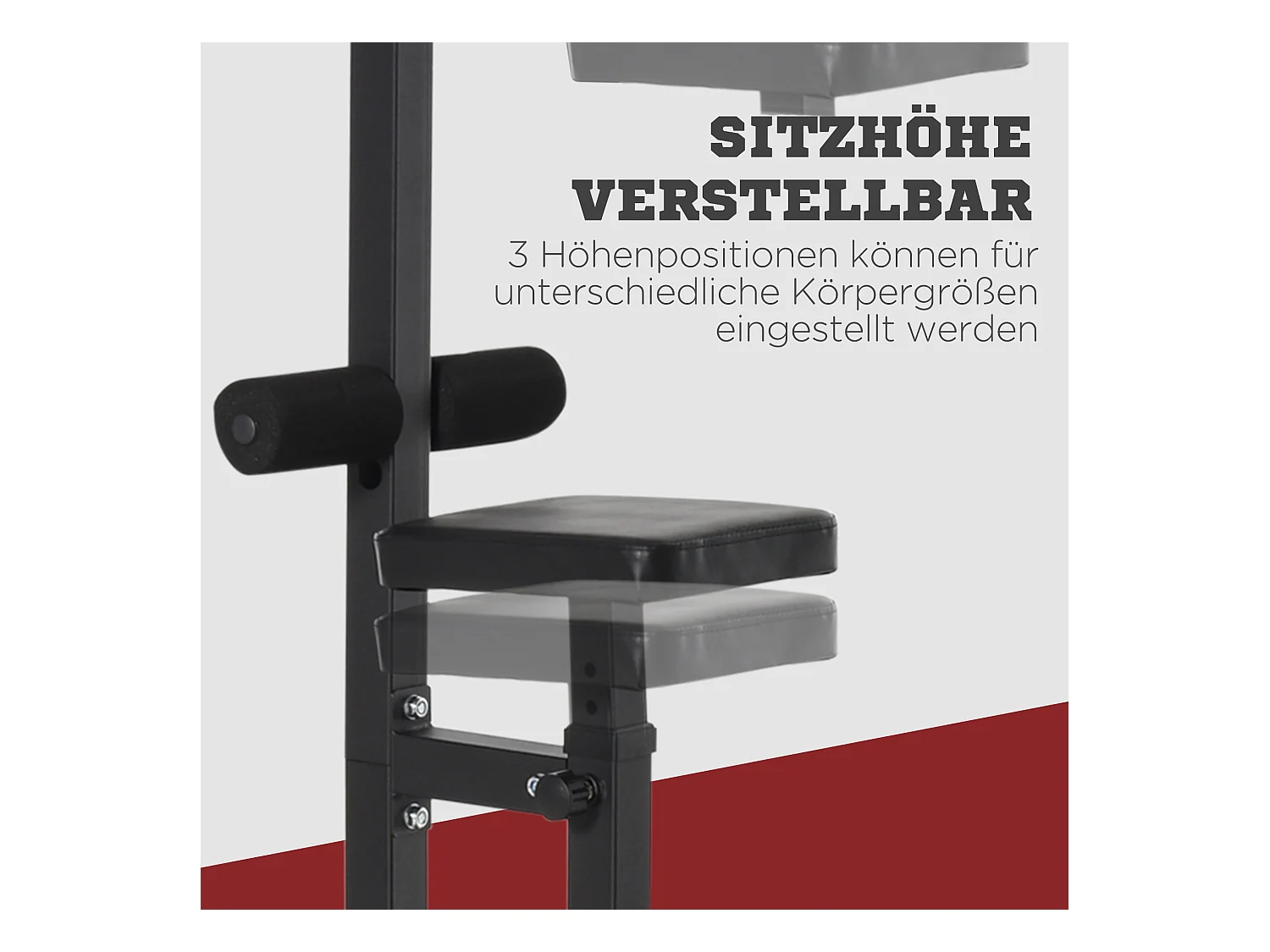 Station de fitness multifonction avec siège réglable et poulie, acier, noir (107x120x190cm)