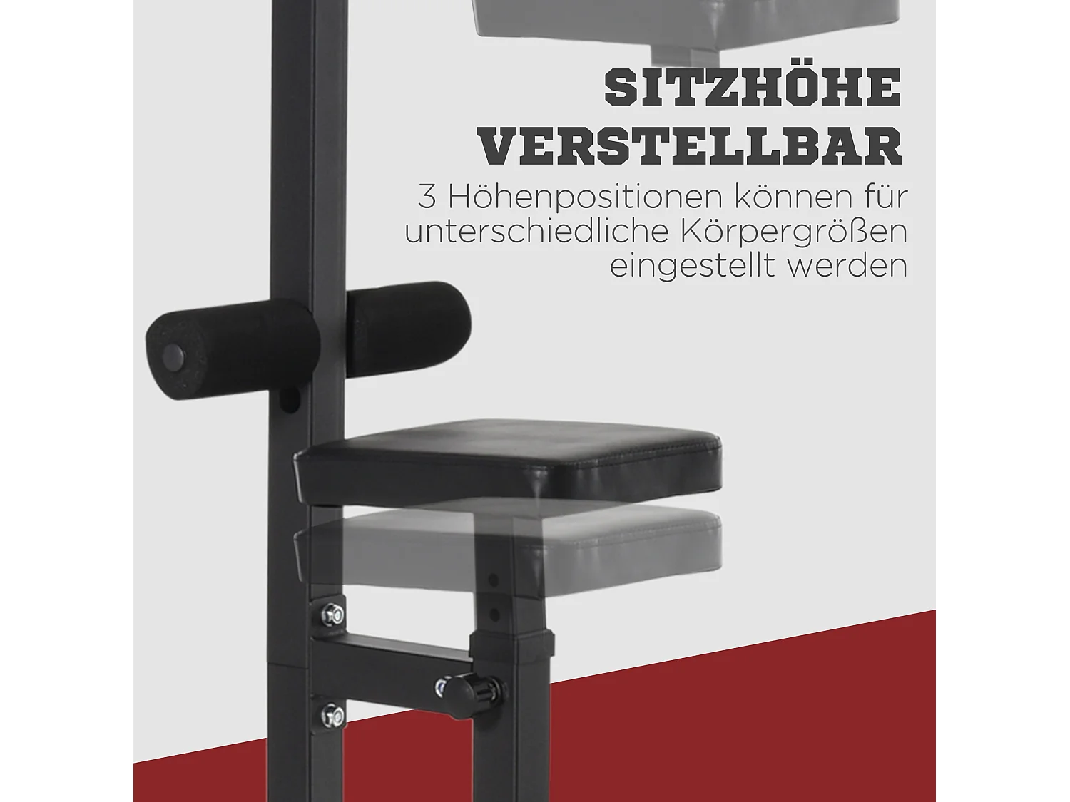 Station de fitness multifonction avec siège réglable et poulie, acier, noir (107x120x190cm)