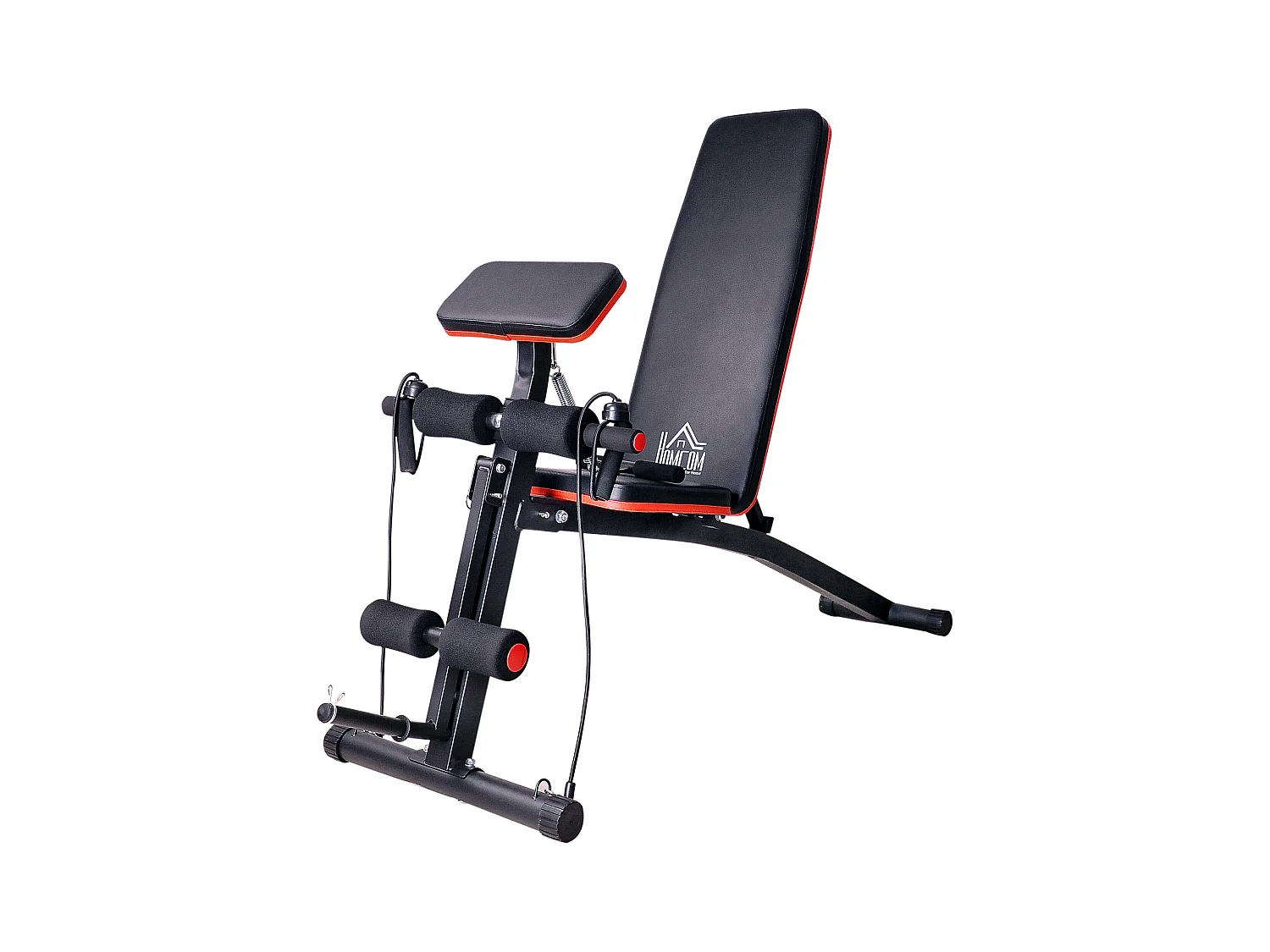 Banc de musculation multifonction avec booster à ressort, ABS, noir (54x160x106 cm)
