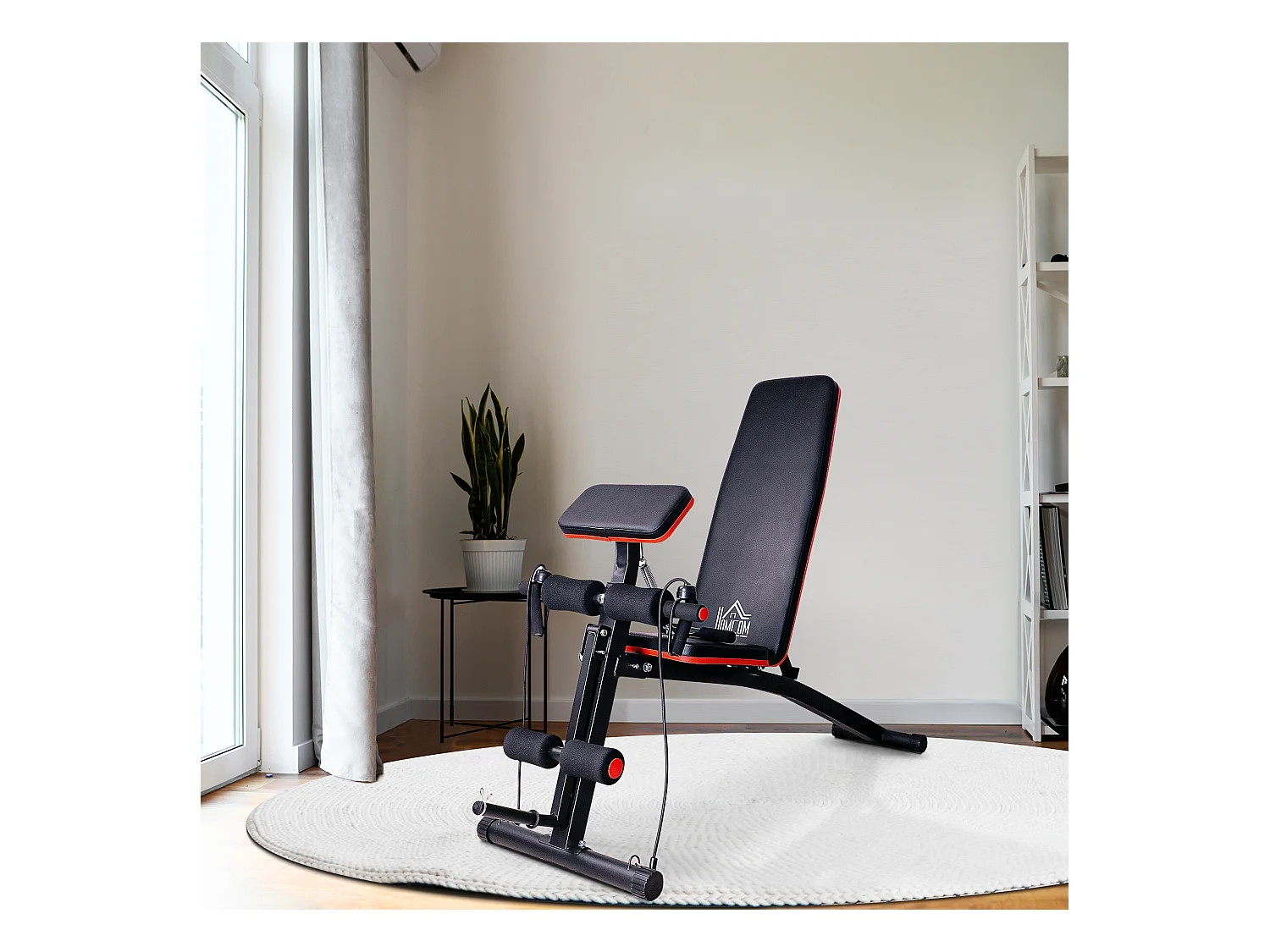 Banc de musculation multifonction avec booster à ressort, ABS, noir (54x160x106 cm)