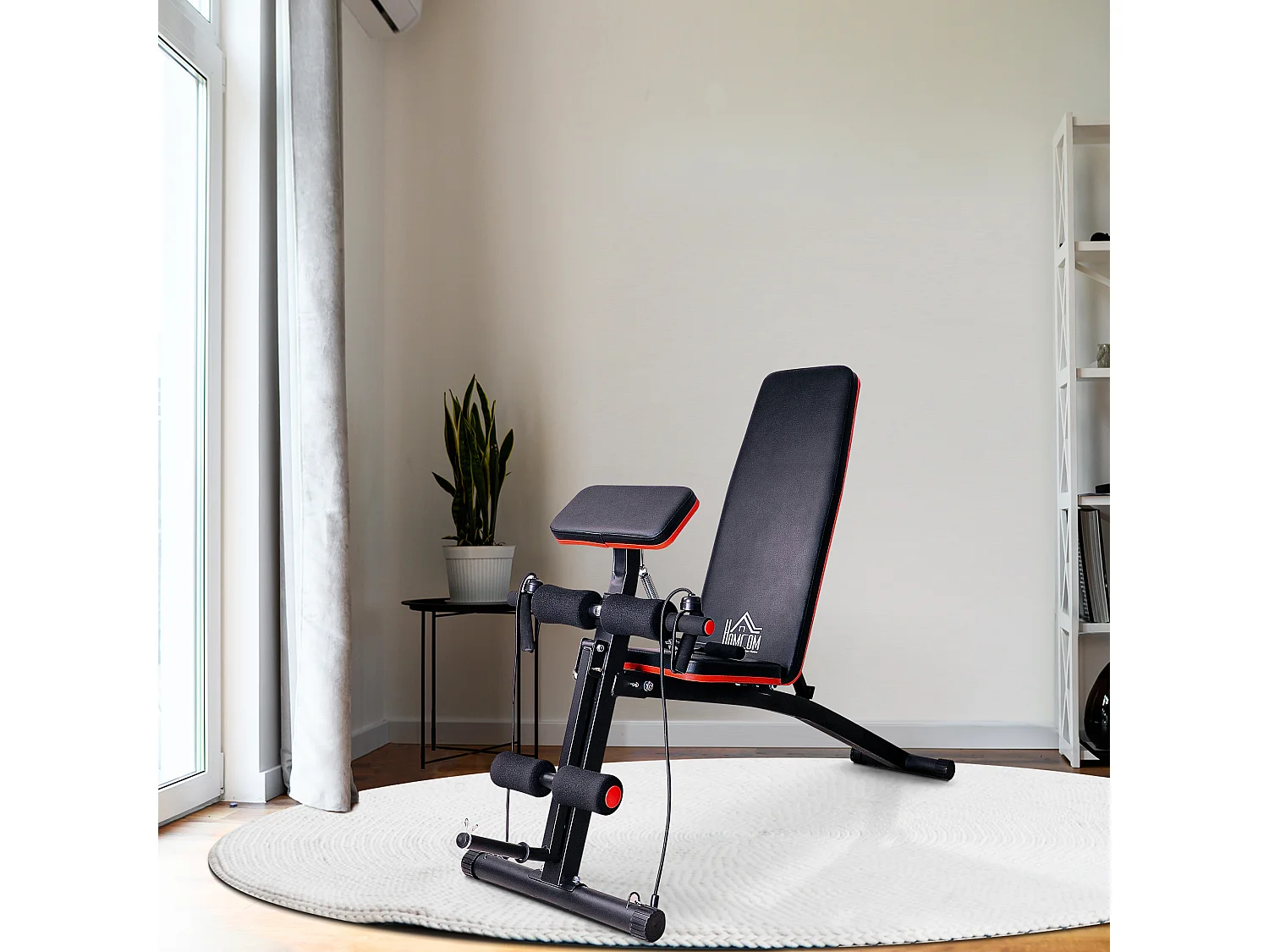 Banc de musculation multifonction avec booster à ressort, ABS, noir (54x160x106 cm)