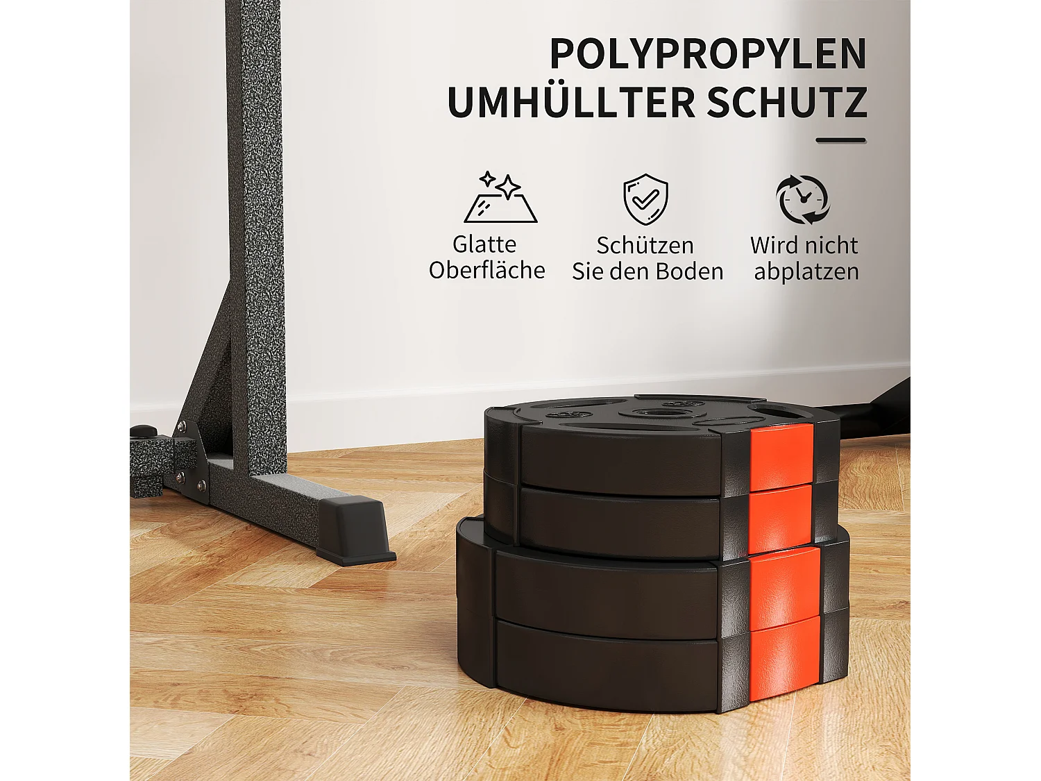 Set de poids pour haltères, 2 x 2,5 kg et 2 x 5 kg, disques avec ouverture de 25/30 mm, plastique, noir (27x27x4,5 cm)