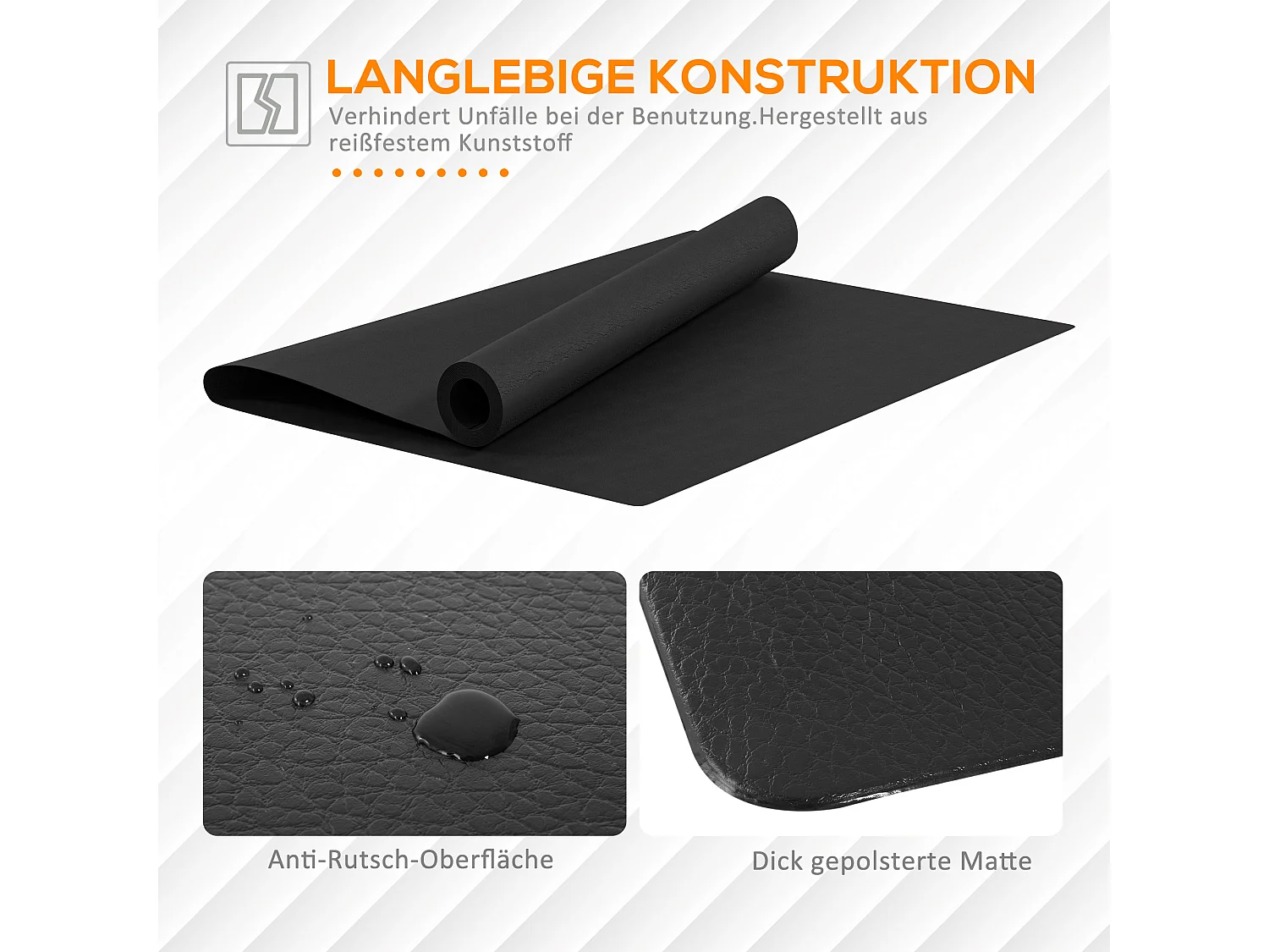 Tapis de protection antidérapant pour équipement de fitness, en plastique, noir, 4 mm d'épaisseur (200x100x1 cm)