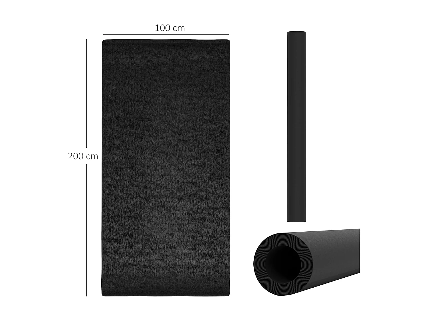 Tapis de protection antidérapant pour équipement de fitness, en plastique, noir, 4 mm d'épaisseur (200x100x1 cm)