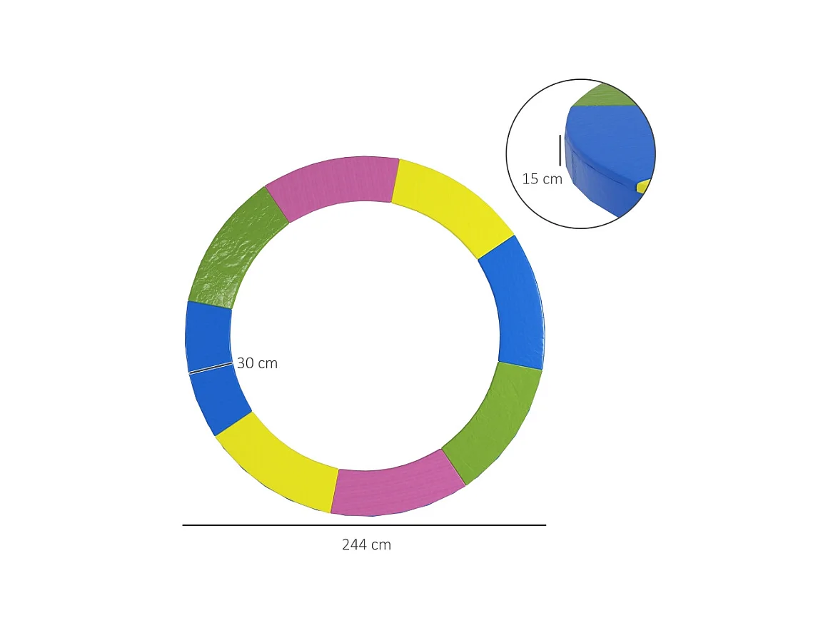 Housse de protection pour trampoline Ø244 cm, résistante aux UV et intempéries, plastique 500D, multicolore (244x244x30 cm)