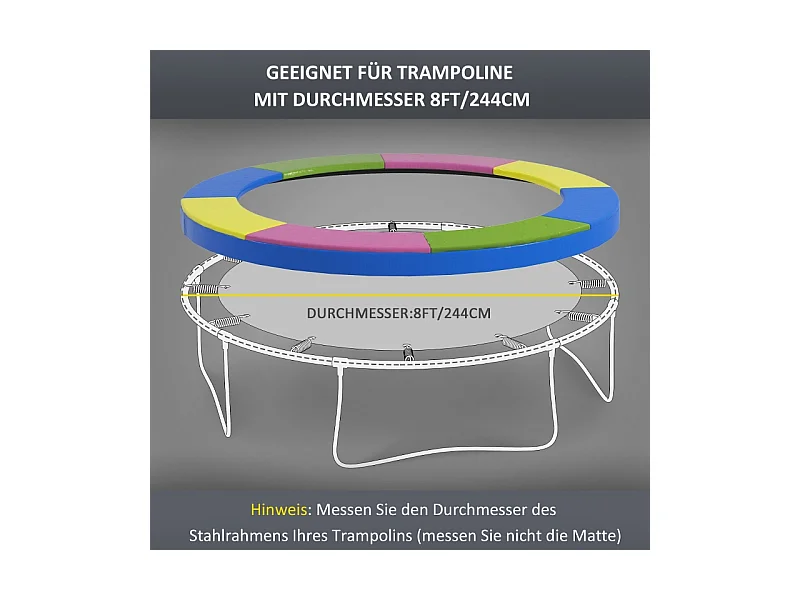 Housse de protection pour trampoline Ø244 cm, résistante aux UV et intempéries, plastique 500D, multicolore (244x244x30 cm)
