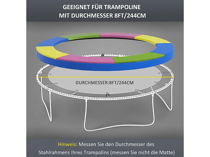 Housse de protection pour trampoline Ø244 cm, résistante aux UV et intempéries, plastique 500D, multicolore (244x244x30 cm)
