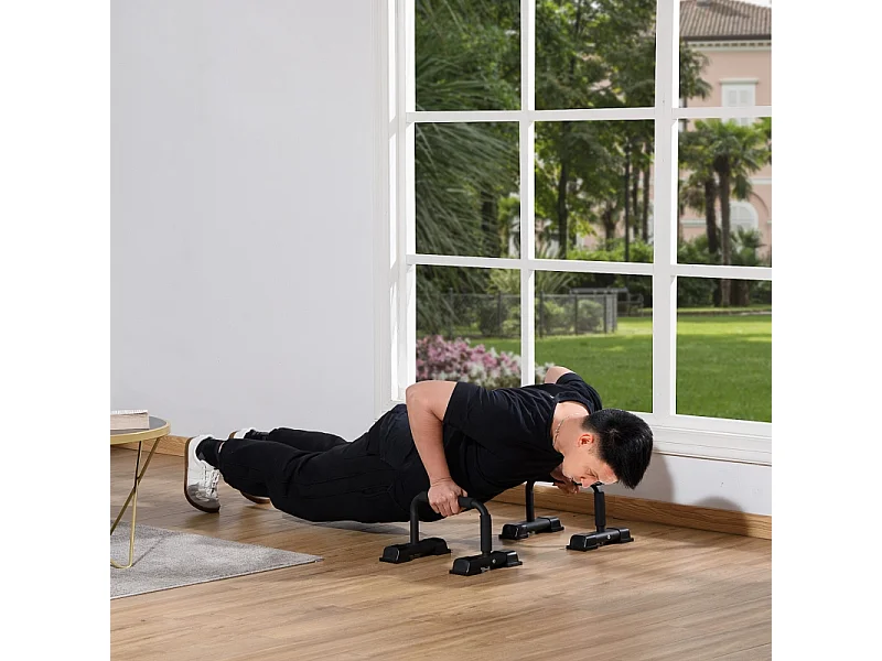 Poignées de pompe en acier antidérapantes pour un entraînement efficace, noir (36x25x20 cm)