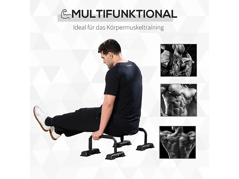 Poignées de pompe en acier antidérapantes pour un entraînement efficace, noir (36x25x20 cm)