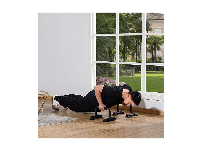 Poignées de pompe en acier antidérapantes pour un entraînement efficace, noir (36x25x20 cm)