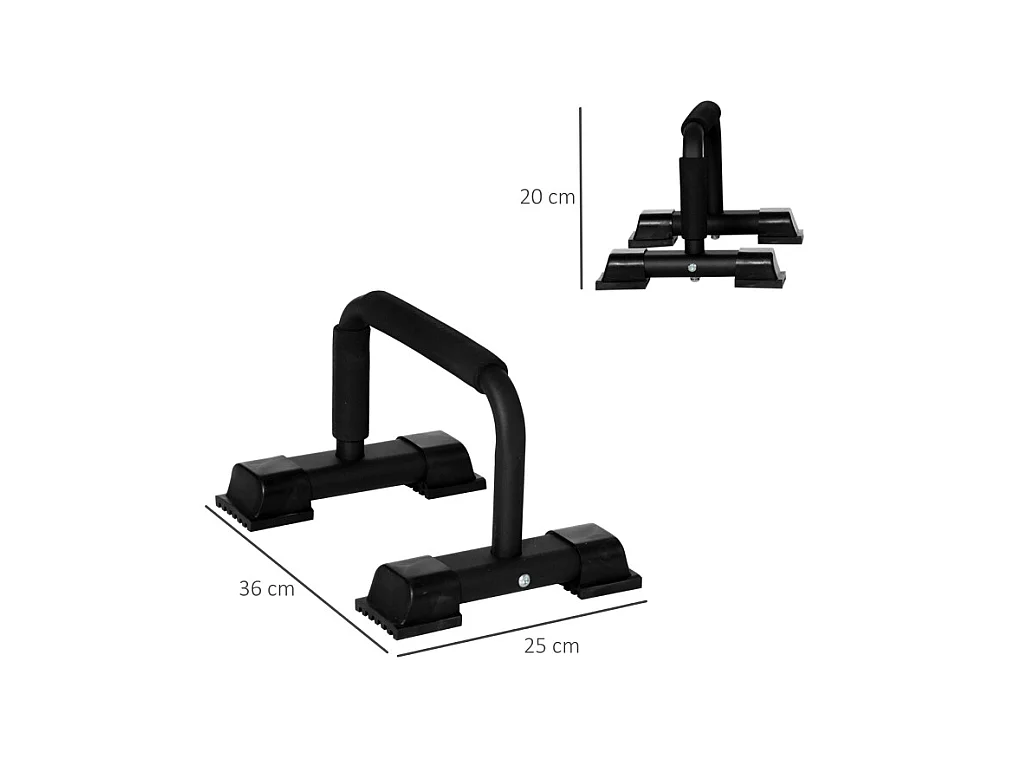 Poignées de pompe en acier antidérapantes pour un entraînement efficace, noir (36x25x20 cm)