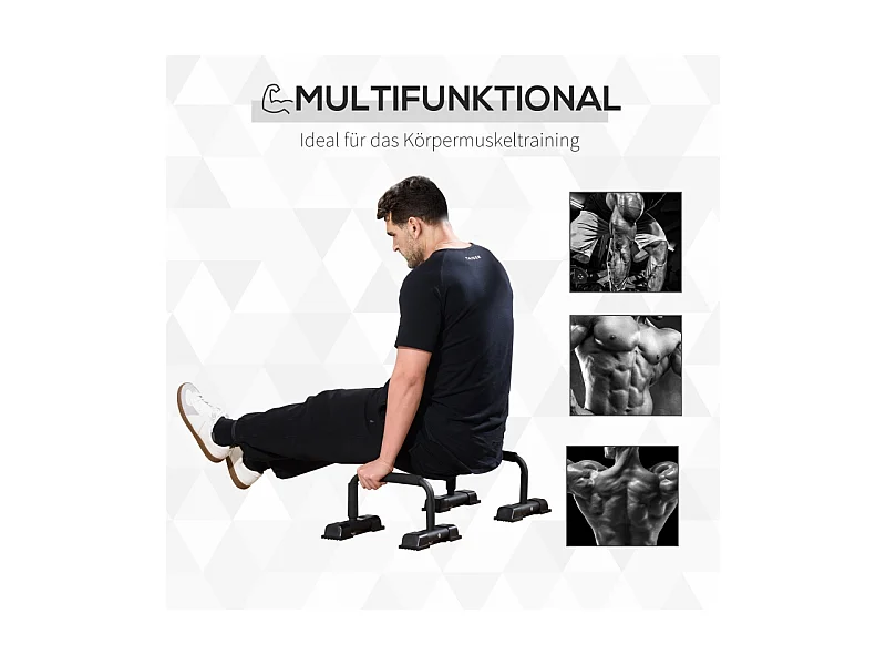 Poignées de pompe en acier antidérapantes pour un entraînement efficace, noir (36x25x20 cm)