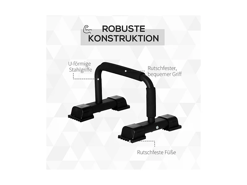 Poignées de pompe en acier antidérapantes pour un entraînement efficace, noir (36x25x20 cm)