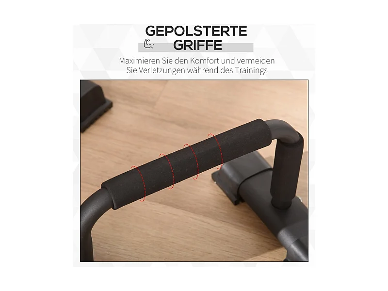 Poignées de pompe en acier antidérapantes pour un entraînement efficace, noir (36x25x20 cm)