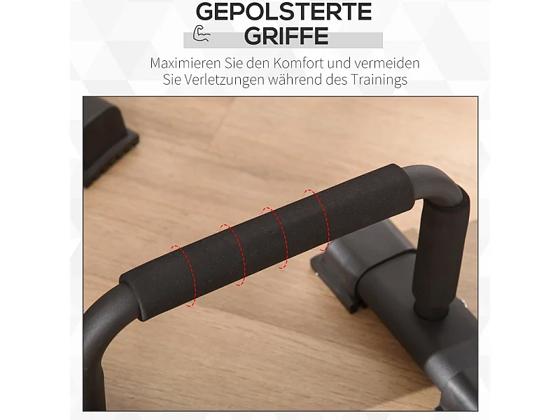 Poignées de pompe en acier antidérapantes pour un entraînement efficace, noir (36x25x20 cm)