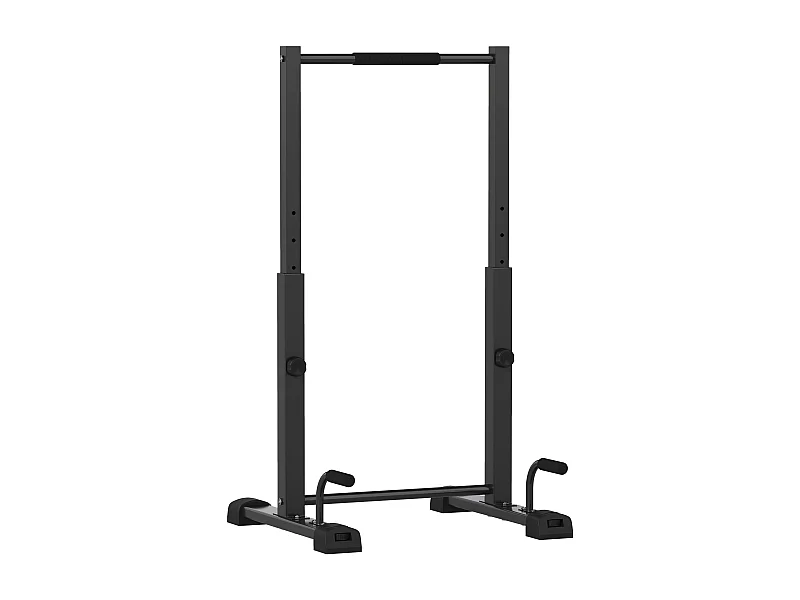 Verstelbaar Dip Station, Metaal, tot 540 kg, voor thuistraining, Zwart (65x63x93-117 cm)