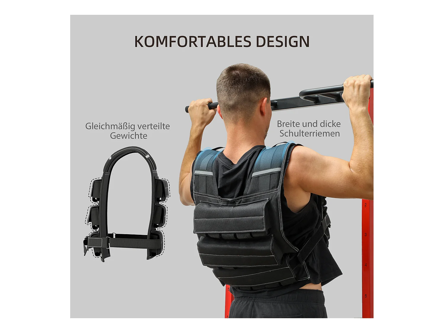 Gilet de poids ajustable 15 kg, avec bandes réfléchissantes, pour fitness, course et haltérophilie, polyester, noir (50x40x0.1 cm)