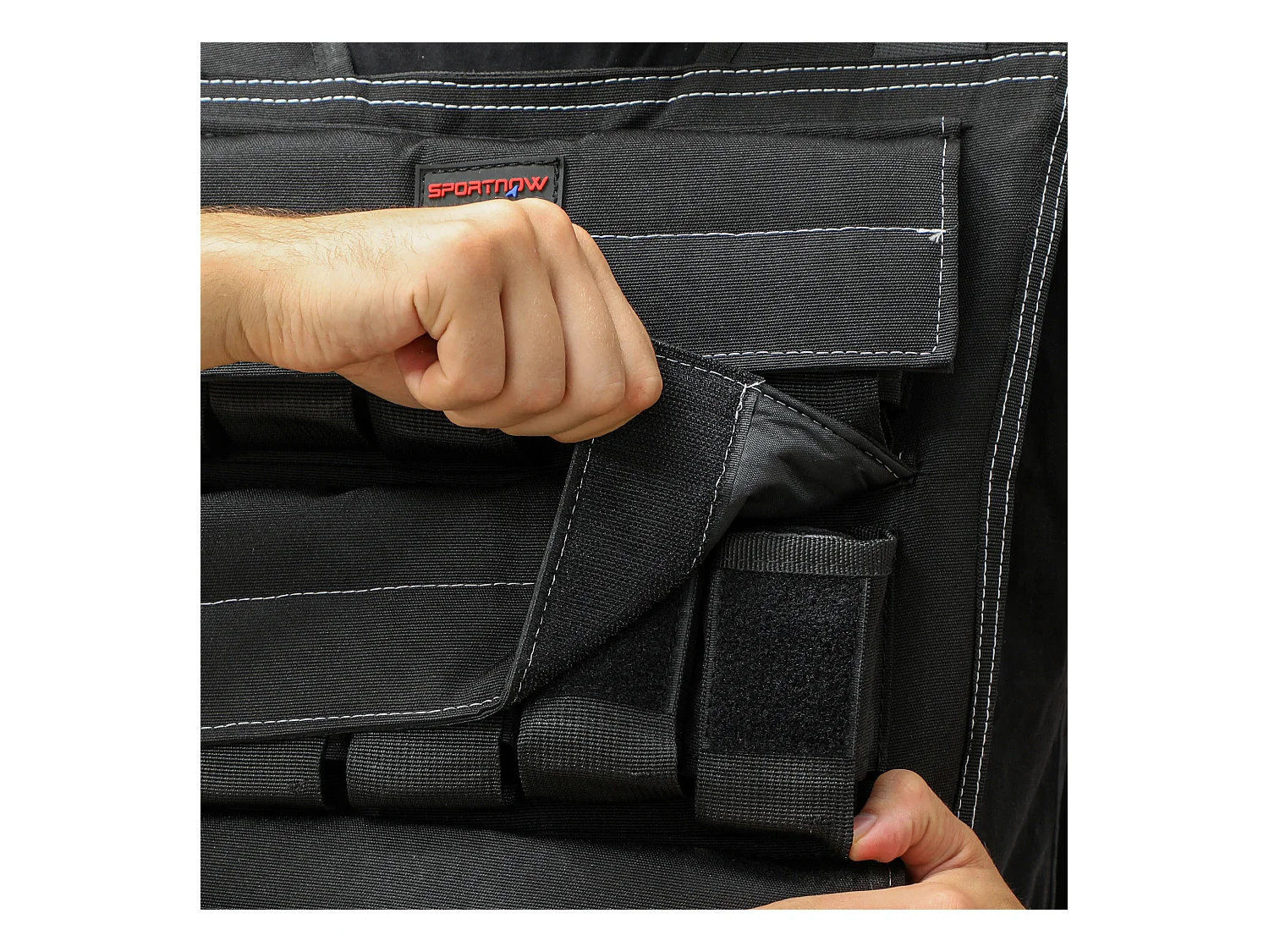 Gilet de poids ajustable 15 kg, avec bandes réfléchissantes, pour fitness, course et haltérophilie, polyester, noir (50x40x0.1 cm)