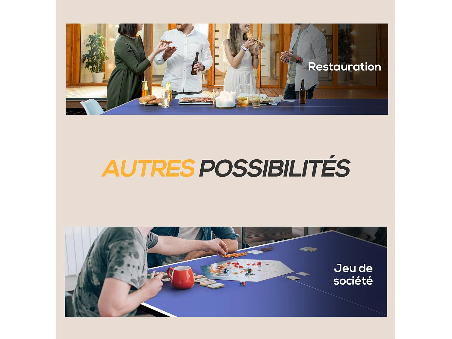 Table de ping-pong pliable en quart avec roulettes, MDF et acier, bleu, incl. 2 raquettes et 3 balles (274x152.5x75.5 cm)