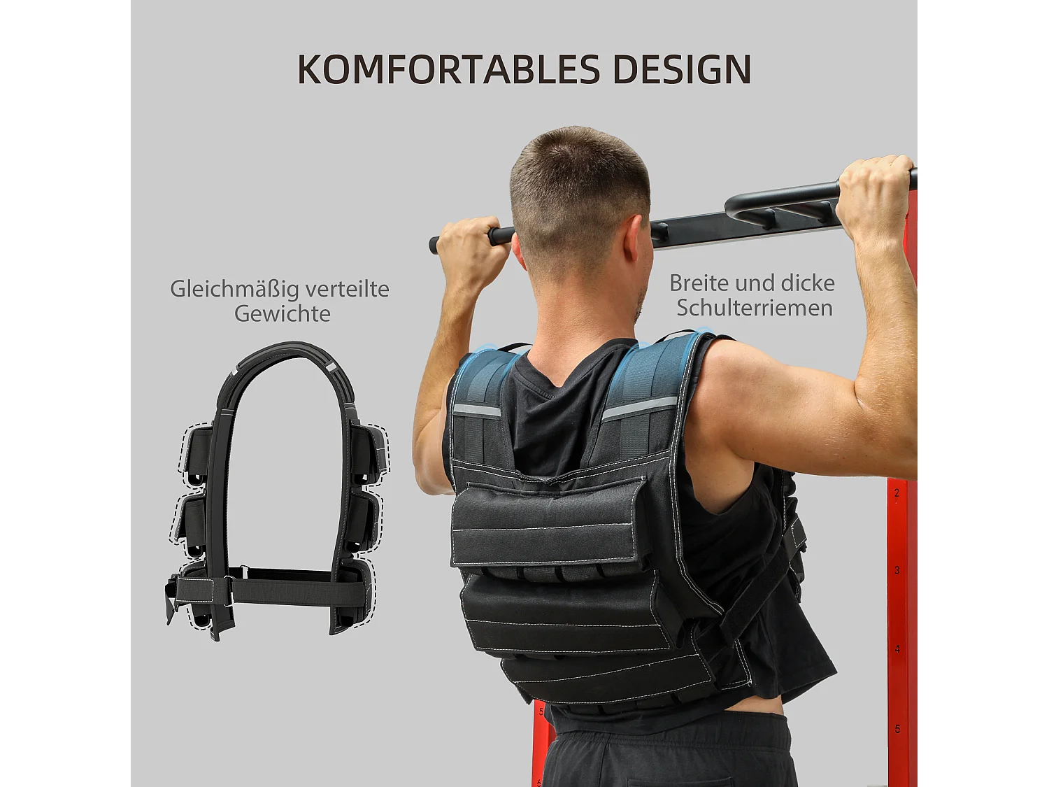 Gilet de Poids Réglable 20 kg, avec bandes réfléchissantes, pour musculation, course et fitness, tissu Oxford, noir (50x40x0.1 cm)