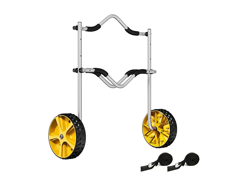 Carrello regolabile per kayak, canoa e paddleboard, alluminio, giallo (82x25,4x77,5 cm)