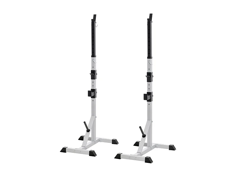 Supporto per manubri regolabile in altezza, 3 livelli, acciaio, argento (75,5x58,5x176 cm)