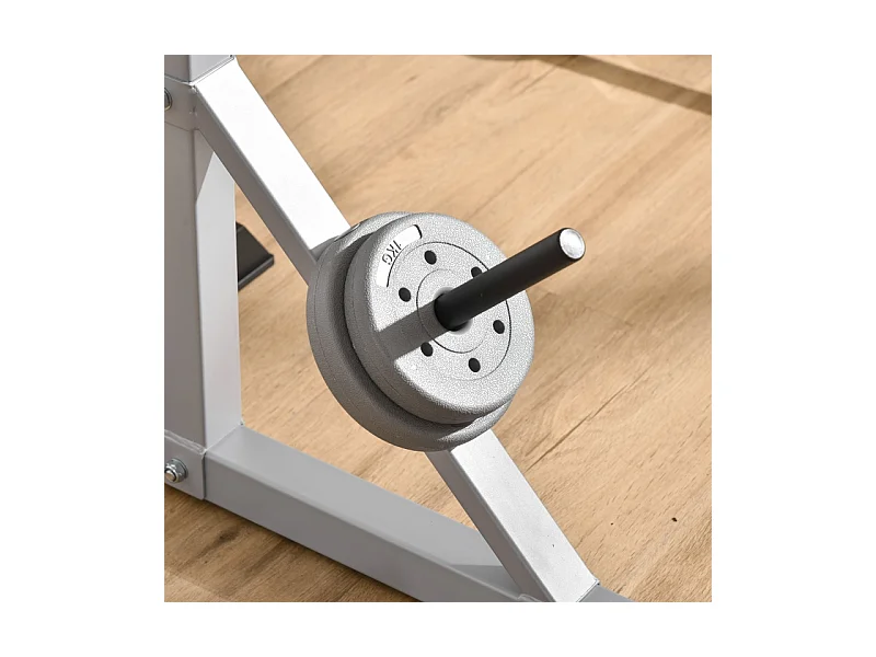 Support pour haltères réglable en hauteur, 3 niveaux, acier, argenté (75.5x58.5x176 cm)