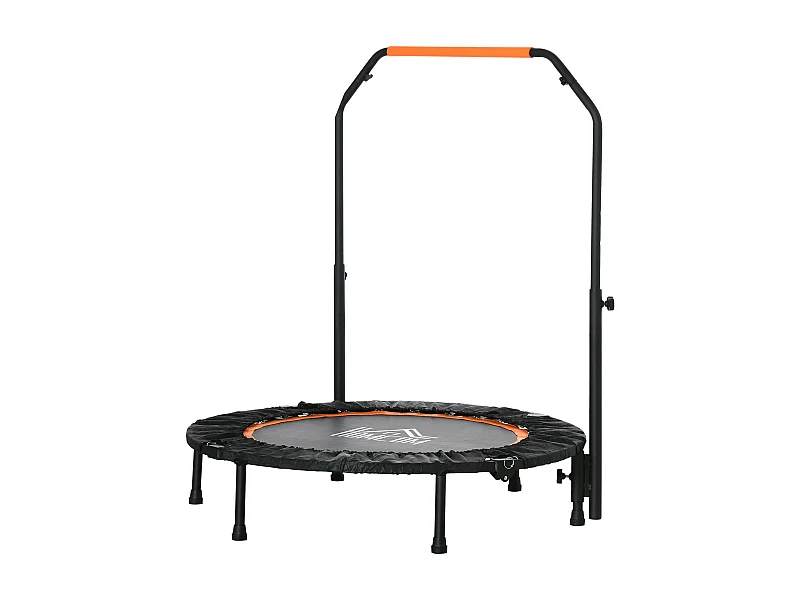 Trampoline de fitness pliable avec poignée réglable, acier, noir (102x102x123 cm)