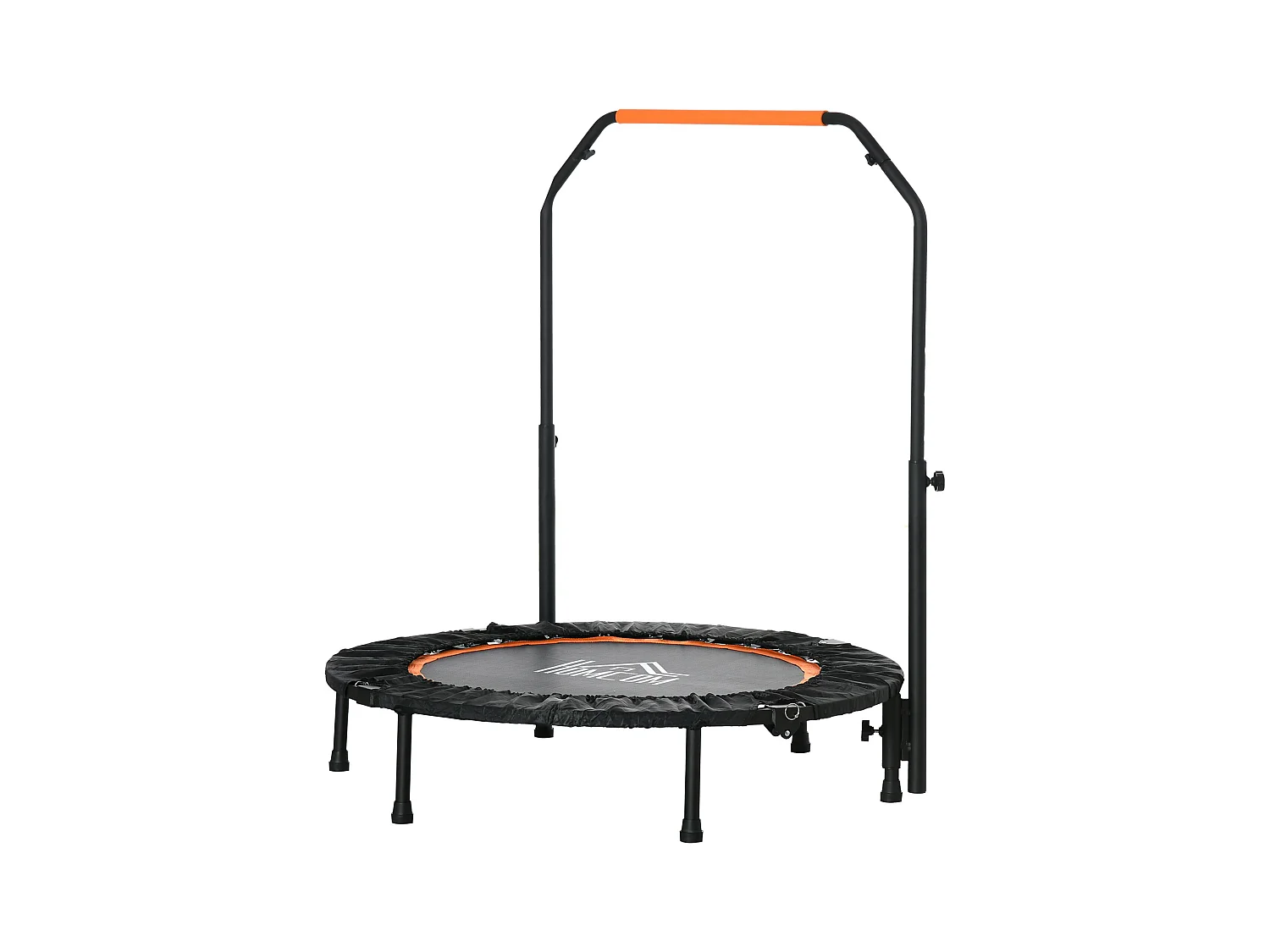 Trampolino fitness pieghevole con maniglia regolabile, acciaio, nero (102x102x123 cm)