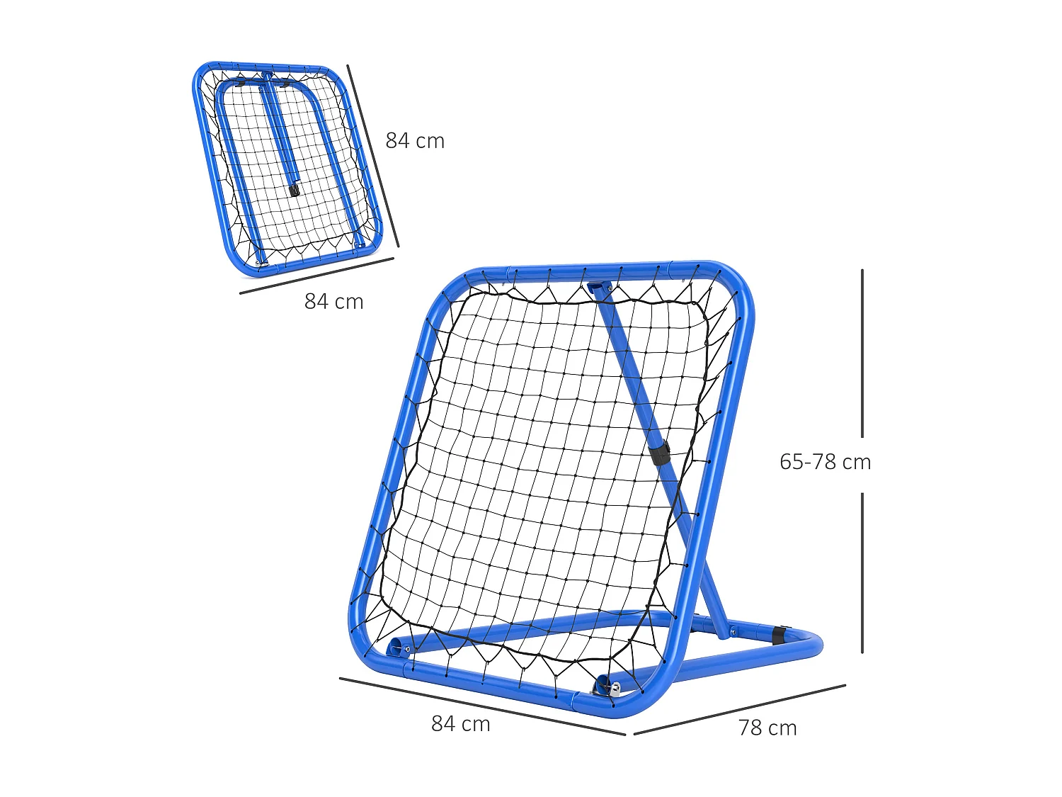 Rebondisseur football ajustable, 63 x 63 cm, métal, bleu (78x84x65-78 cm)