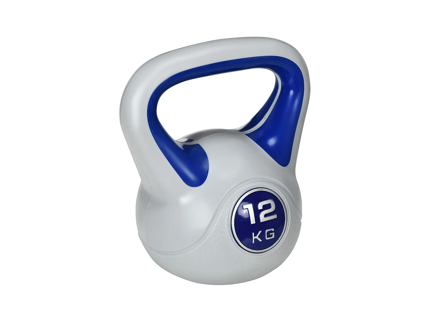 Kettlebell 12 KG, poids de sol pour entraînement, plastique, bleu (24x17x28 cm)