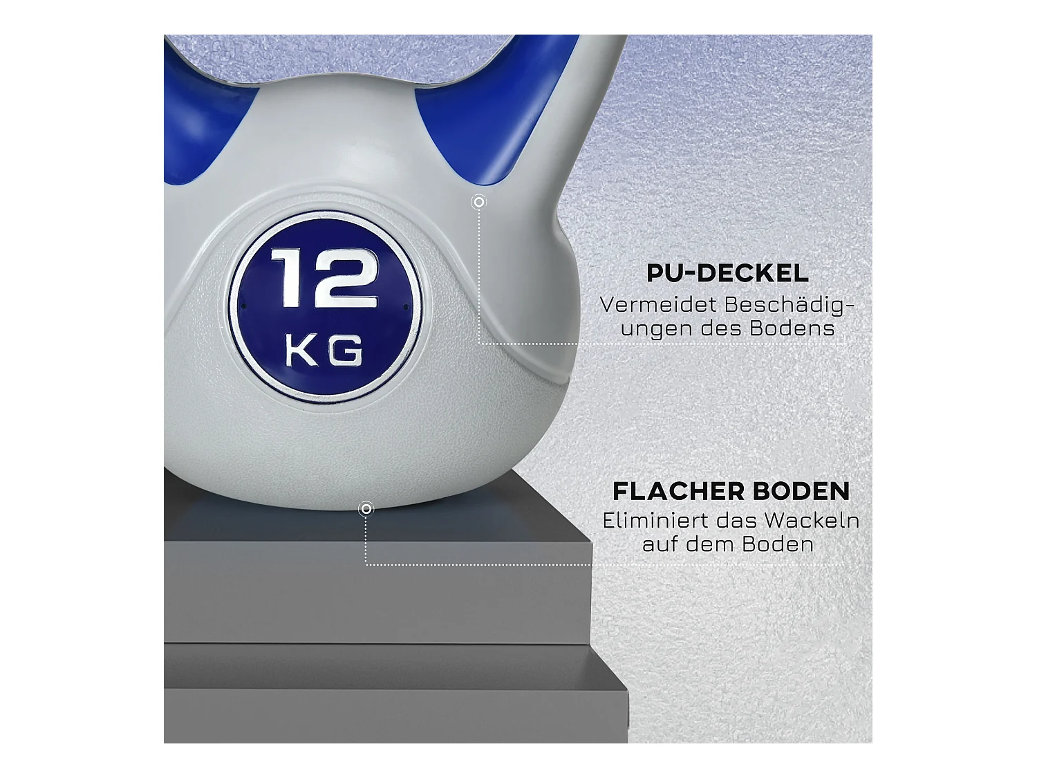 Kettlebell 12 KG, poids de sol pour entraînement, plastique, bleu (24x17x28 cm)