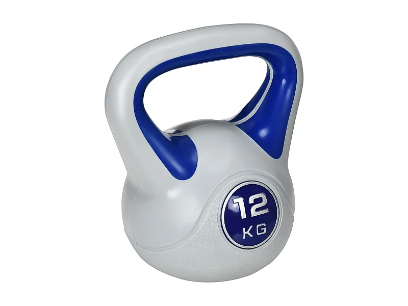 Kettlebell 12 KG, poids de sol pour entraînement, plastique, bleu (24x17x28 cm)
