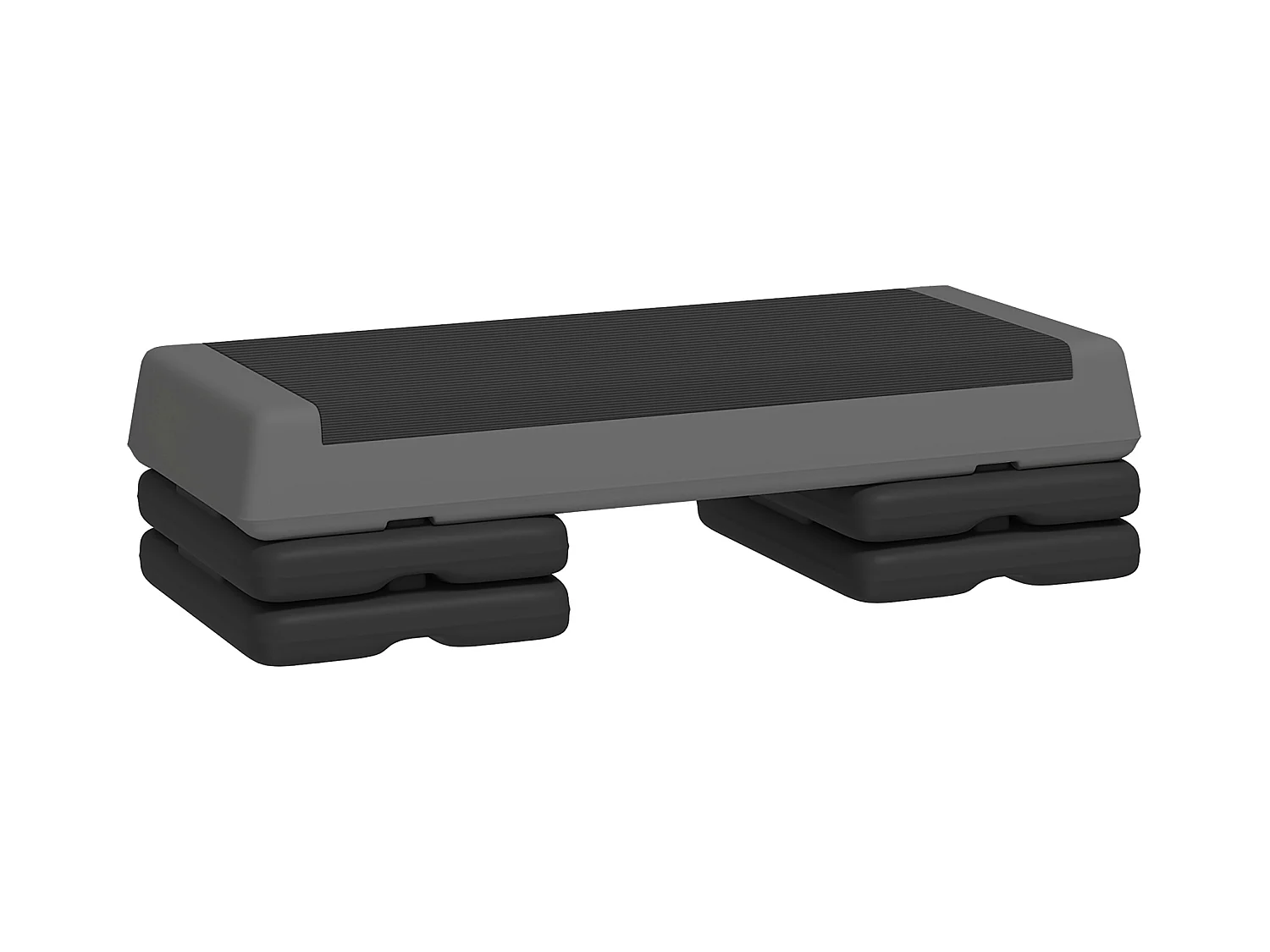 Step aerobico regolabile in altezza, antiscivolo, plastica, grigio (77x36x20,5cm)
